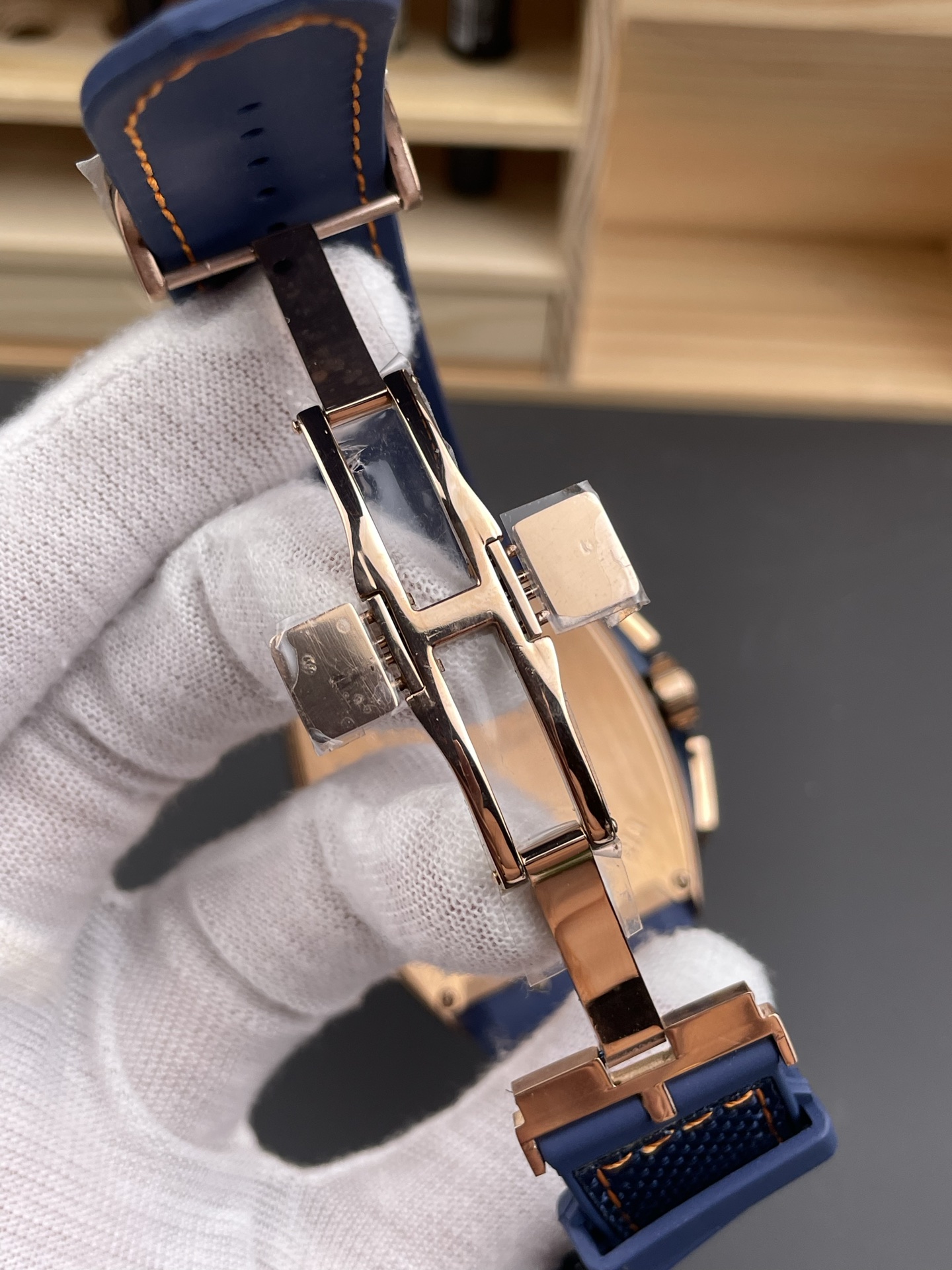 Franck Muller Vanguard V45 Chronograph 904L Rose Gold Blue Dial Swiss Watch - Super Clone Watch - view 8