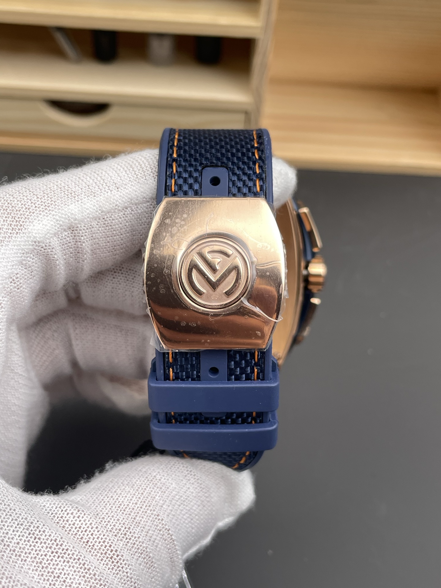 Franck Muller Vanguard V45 Chronograph 904L Rose Gold Blue Dial Swiss Watch - Super Clone Watch - view 9