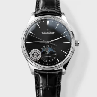 Jaeger LeCoultre Master Ultra Thin Moon Black Dial 904L Steel 1:1 Mirror Super Clone Watch - view 1