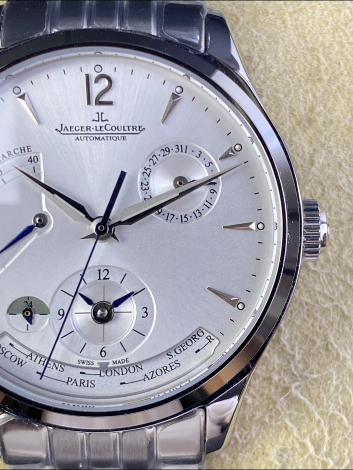 Jaeger-LeCoultre Master Geographic Power Reserve Watch (904L Stainless Steel Model) - Super Clone Watch - view 3