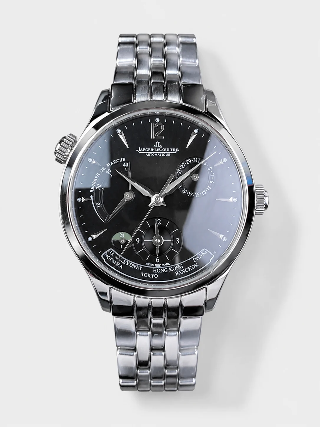 Jaeger-LeCoultre Master Geographic Power Reserve Watch (904L Stainless Steel Model) - Super Clone Watch - view 1