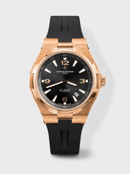 Vacheron Constantin Overseas 1:1 Mirror Super Clone 904L Rose Gold Steel Watch in Grey Dial - Rubber Strap - view 1
