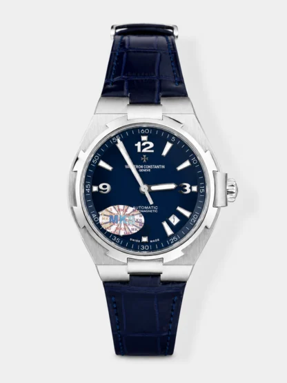 Vacheron Constantin Overseas 1:1 Mirror Swiss Super Clone Watch in Steel Blue Dial - leather Strap - view 1