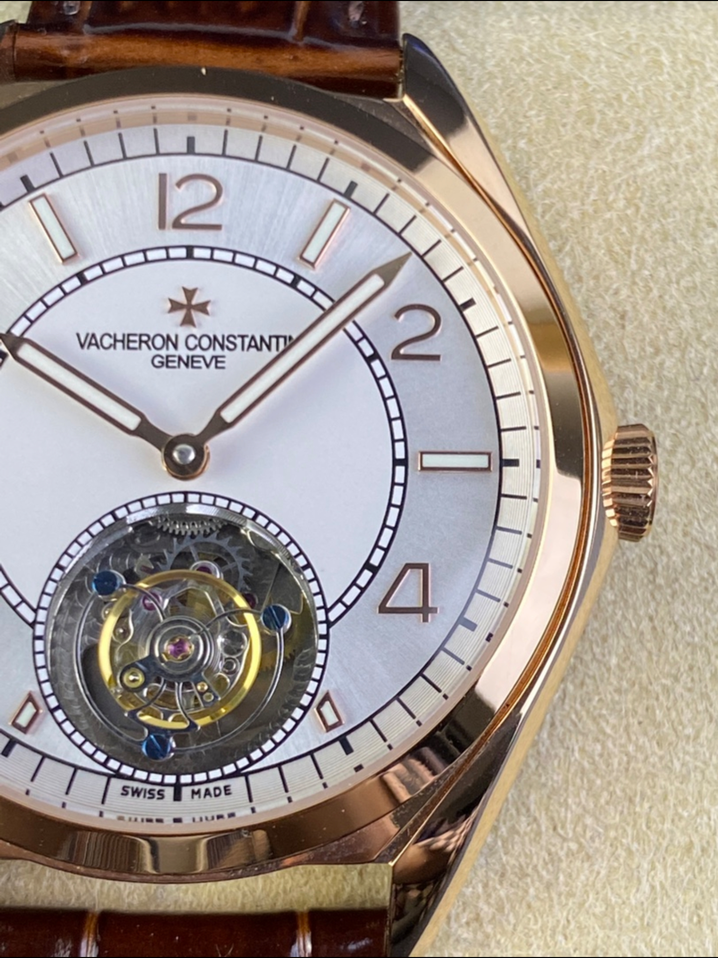 Vacheron Constantin Fiftysix Tourbillon Rose Gold Steel 1:1 Mriror Super Clone White Dial - view 3
