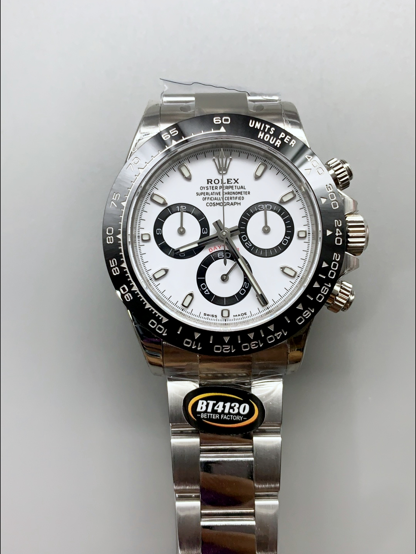 Rolex Cosmograph Daytona M116500LN Original Cal.4130 Movement - 904L Steel Watch in White Dial - Super Clone Watch - view 2