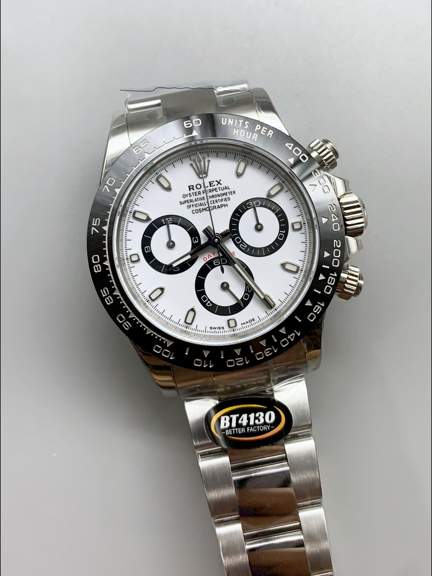Rolex Cosmograph Daytona M116500LN Original Cal.4130 Movement - 904L Steel Watch in White Dial - Super Clone Watch - view 3