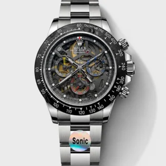 Rolex Daytona Super Clone Artisans De Geneve Stainless Steel Watch Black Carbon Bezel Watch - view 1