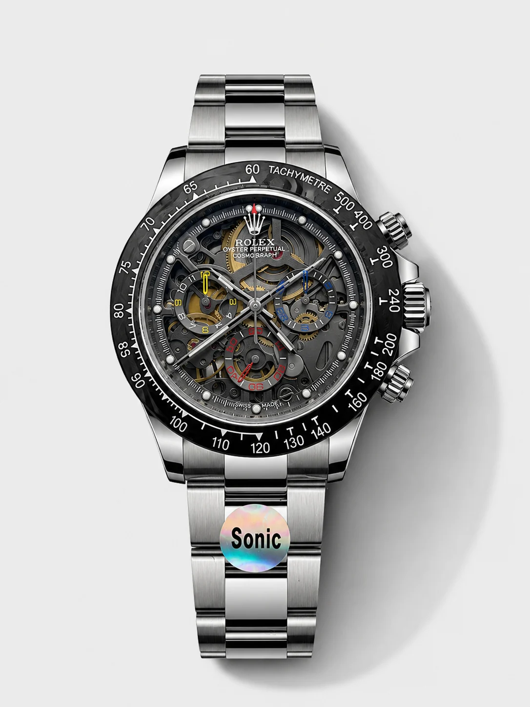 Rolex Daytona Super Clone Artisans De Geneve Stainless Steel Watch Black Carbon Bezel Watch - view 1