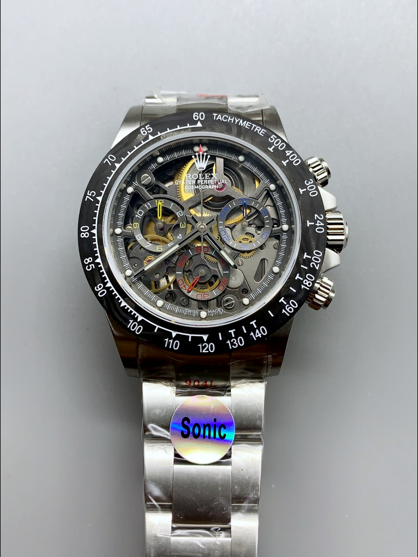 Rolex Daytona Super Clone Artisans De Geneve Stainless Steel Watch Black Carbon Bezel Watch - view 2