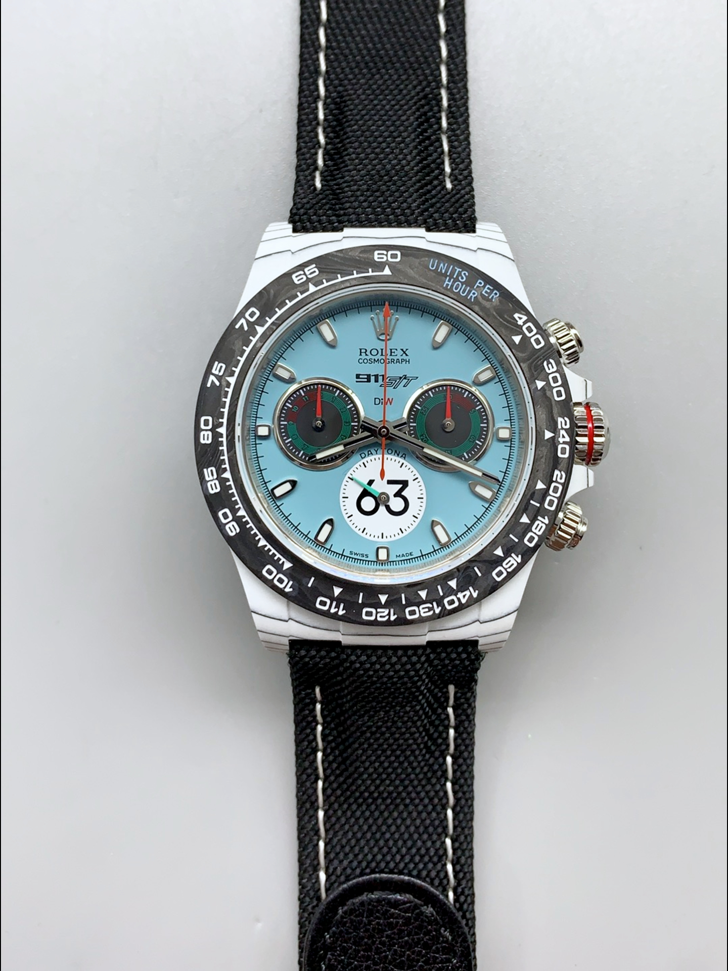 Rolex Daytona DiW Ferrari Tiffany Dial Edition Watch - Lightweight Forged Cabon Casing - Super Clone Watch - view 2