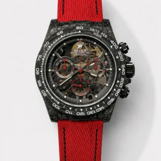 Rolex Daytona DiW Skeleton Carbon Edition Watch - Forged Carbon Casing Red Strap 1:1 Mirror Super Clone - view 1