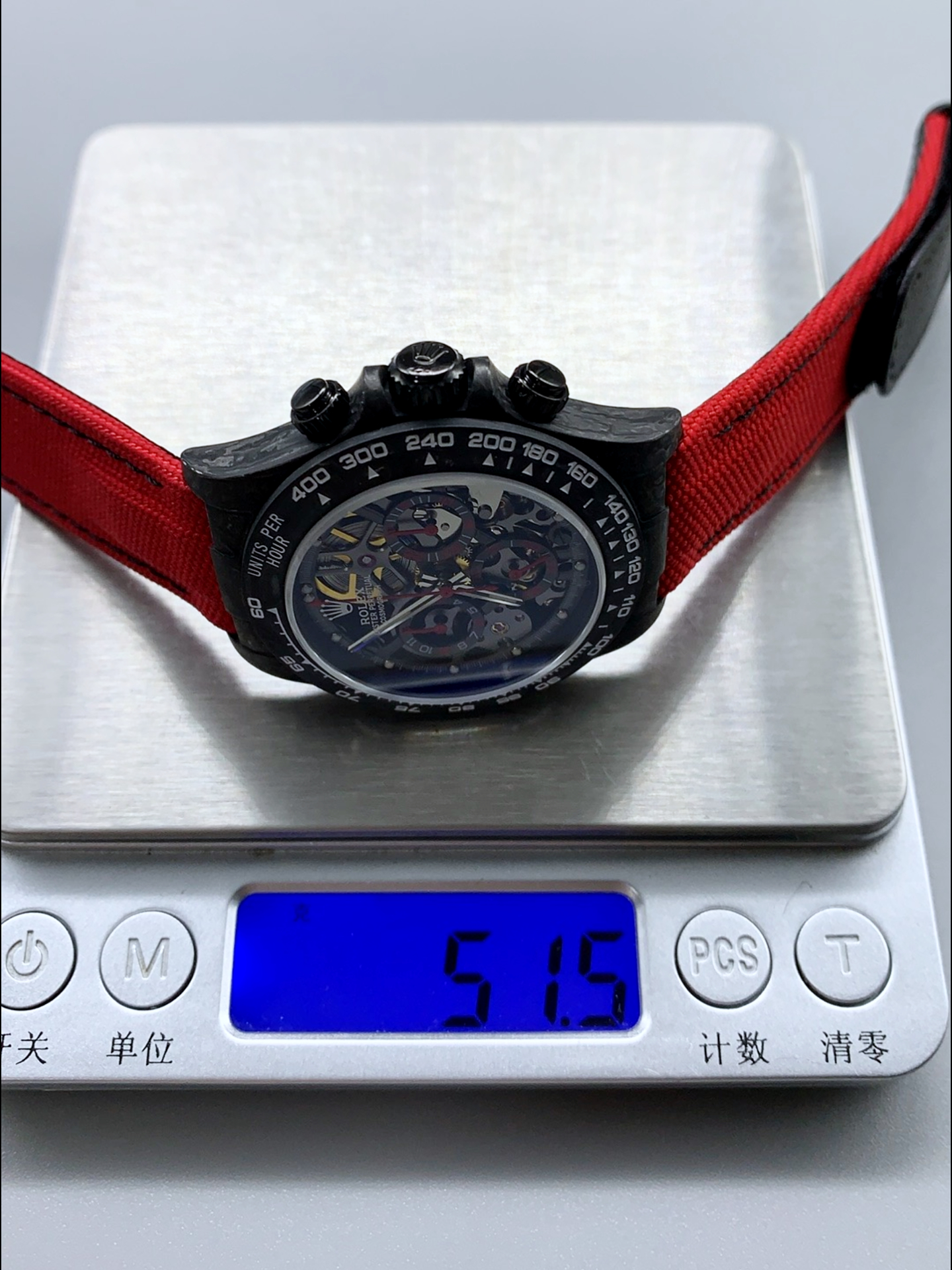 Rolex Daytona DiW Skeleton Carbon Edition Watch - Forged Carbon Casing Red Strap 1:1 Mirror Super Clone - view 10