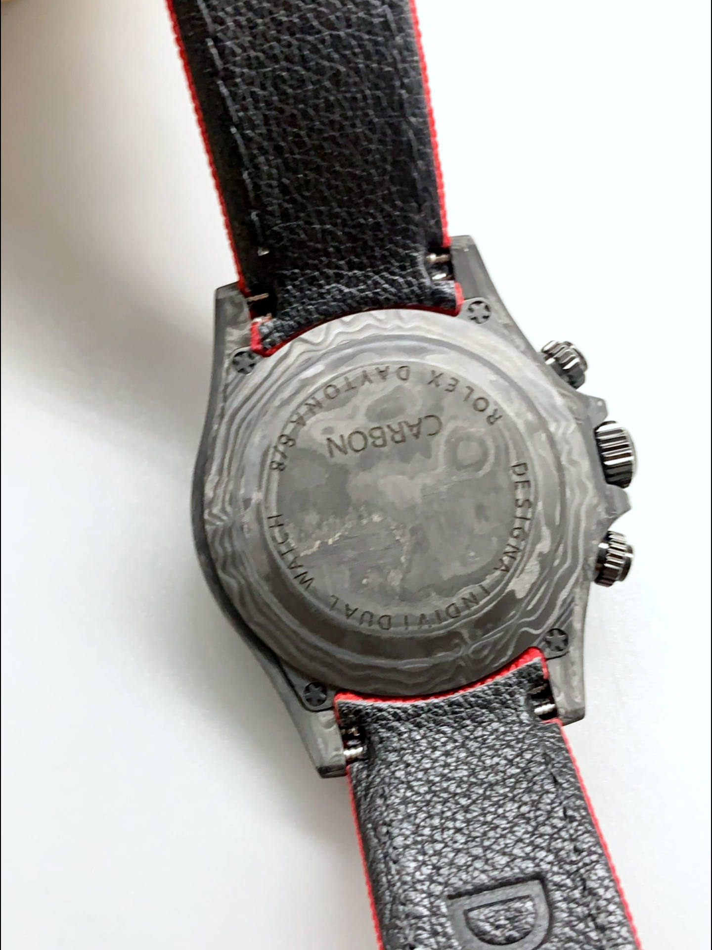 Rolex Daytona DiW Skeleton Carbon Edition Watch - Forged Carbon Casing Red Strap 1:1 Mirror Super Clone - view 7