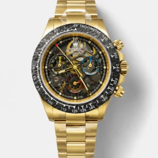 Artisans De Geneve Custom-Style Rolex Daytona High-End Super Clone: Gold Construction, Carbon Fiber Bezel, Skeletonized Design - view 1