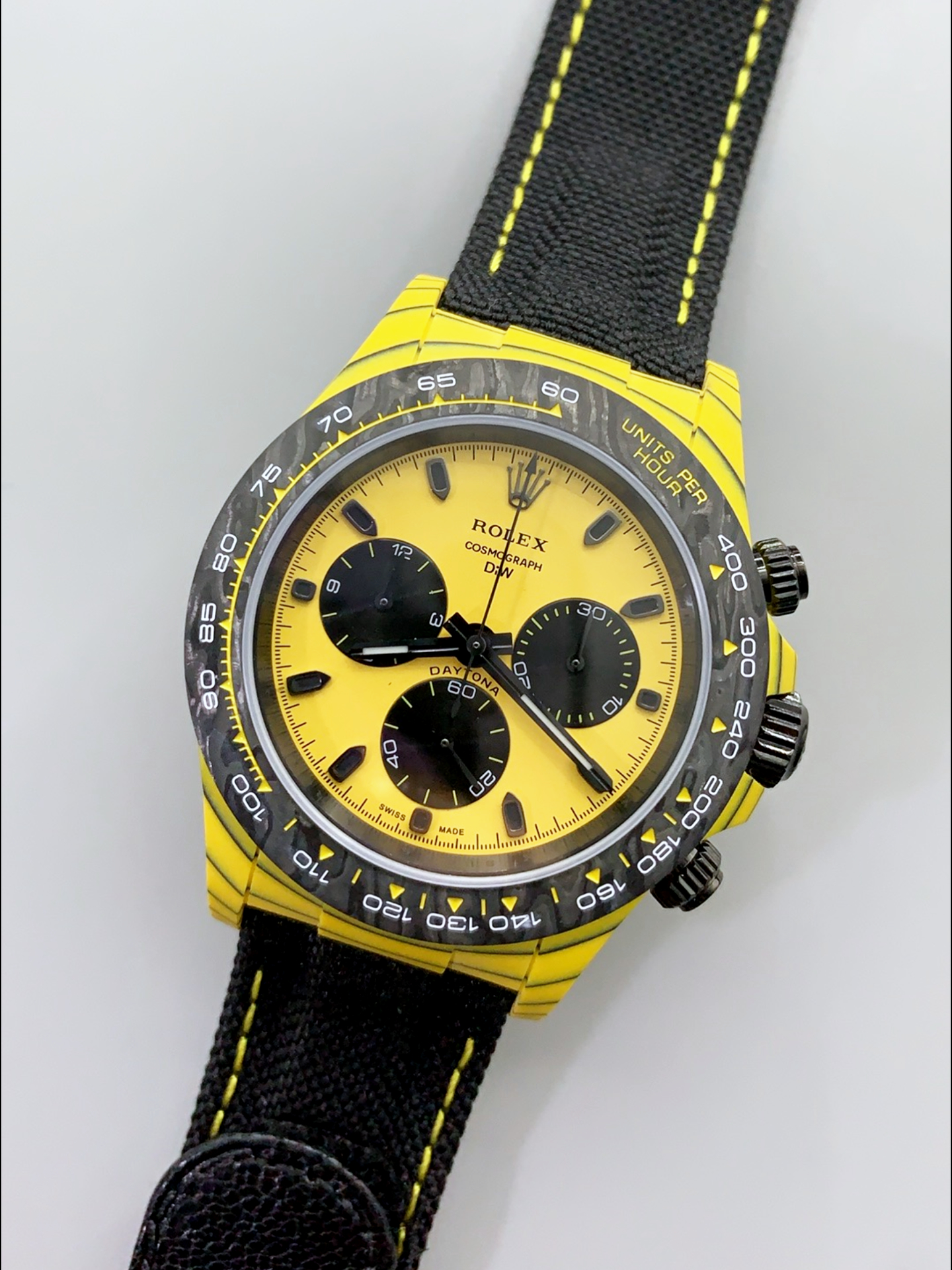 Rolex Cosmograph Daytona DiW BUMBLEBEE Edition Carbon Fiber Watch - Cal.4130 Movement - Super Clone Watch - view 3