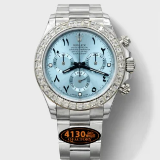 Rolex Cosmograph Daytona ICE Blue Dial Diamonds Bezel Cal.4130 Movement - 904L Steel Watch - Super Clone Watch - view 1