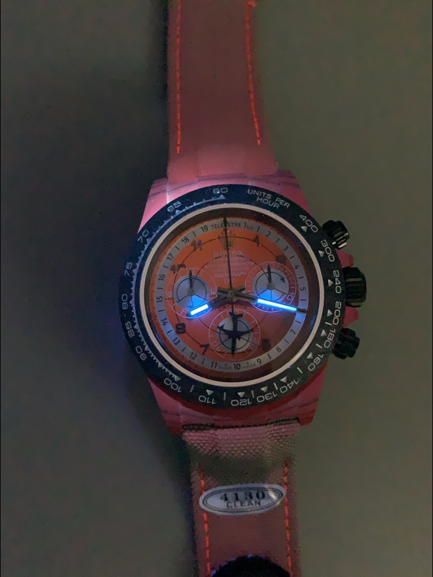 Rolex Daytona Edition Watch in Red Dial Red Carbon Casing 1:1 Mirror Super Clone - view 12
