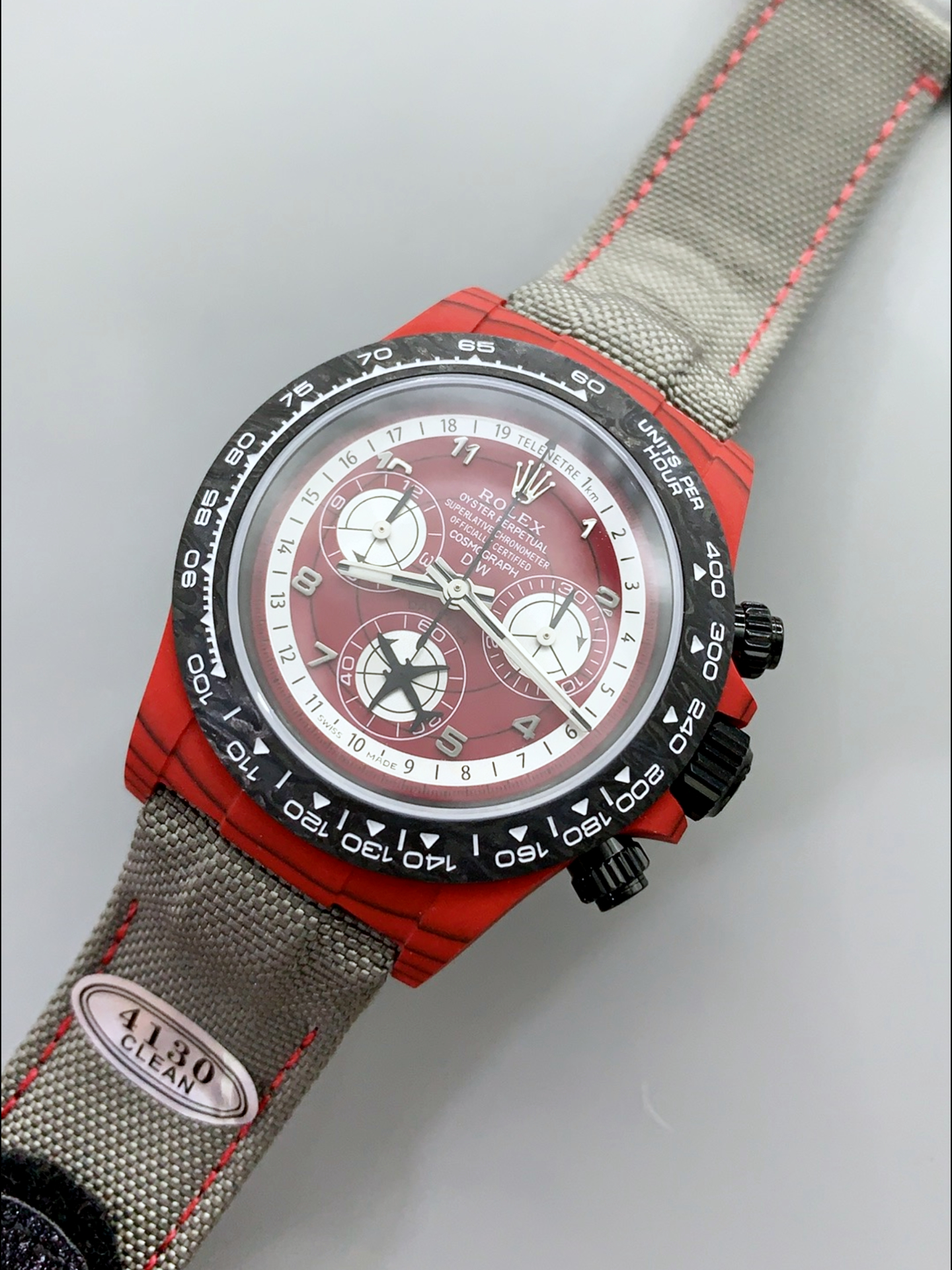 Rolex Daytona Edition Watch in Red Dial Red Carbon Casing 1:1 Mirror Super Clone - view 4