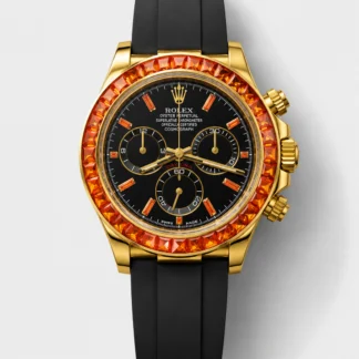 Rolex Daytona Super Clone Daytona Yellow Gold Casing Black Dial with Sapphires Bezel - view 1
