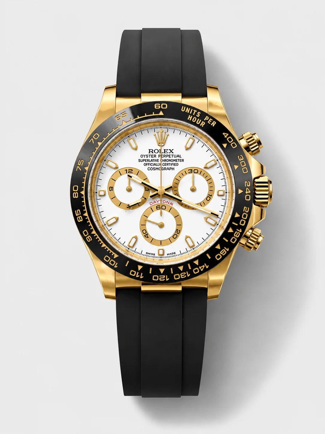Rolex Daytona 116518-1 White Dial Rubber Strap Super Clone Watch
