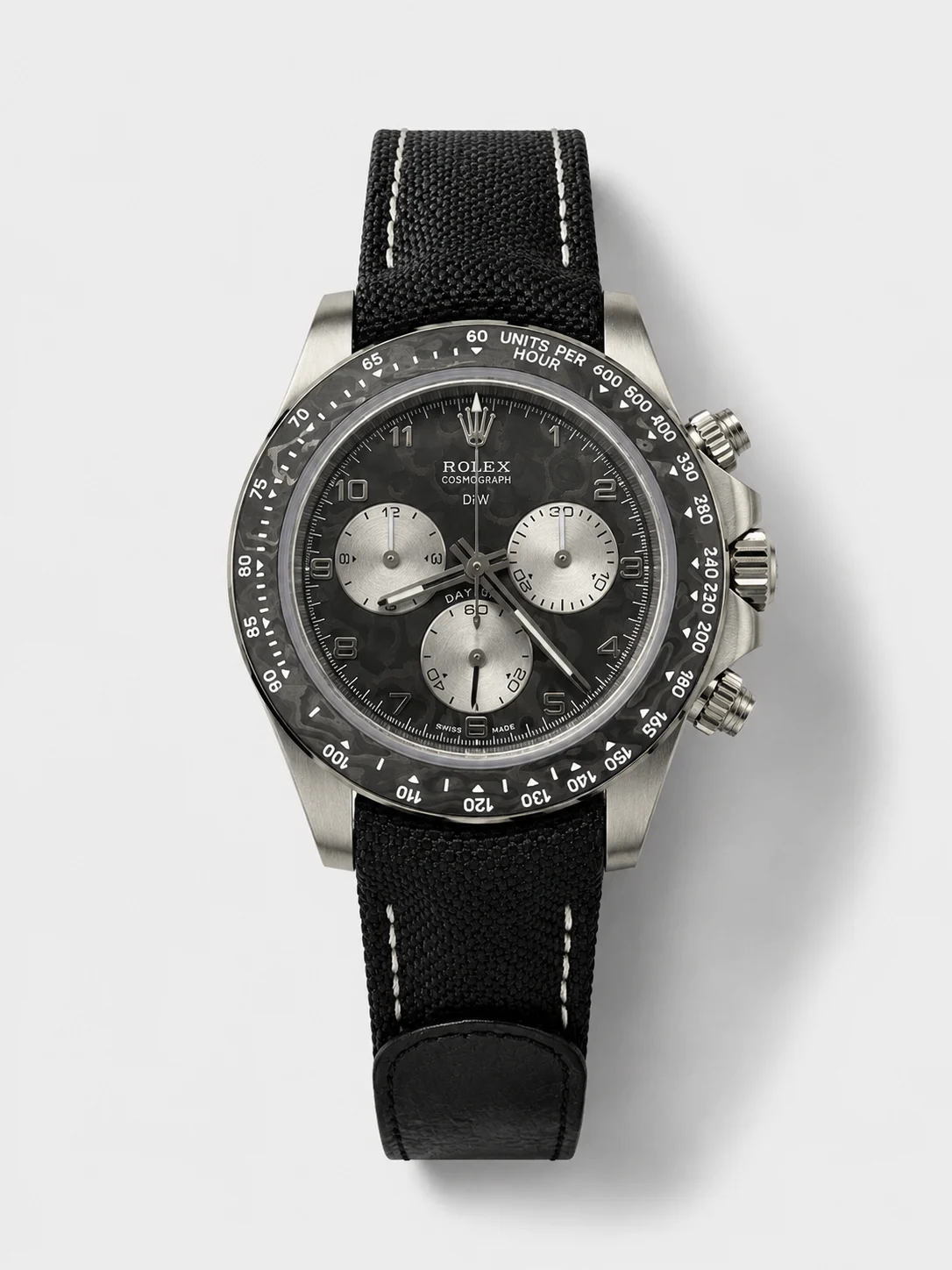 Rolex Daytona Super Clone DiW Exceptional-1 Stainless Steel Watch in Black Carbon Dial 1:1 Mirror Watch - view 1