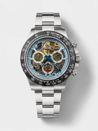Rolex Daytona Super Clone Artisans De Geneve Stainless Steel Watch Black Carbon Bezel Watch - view 1