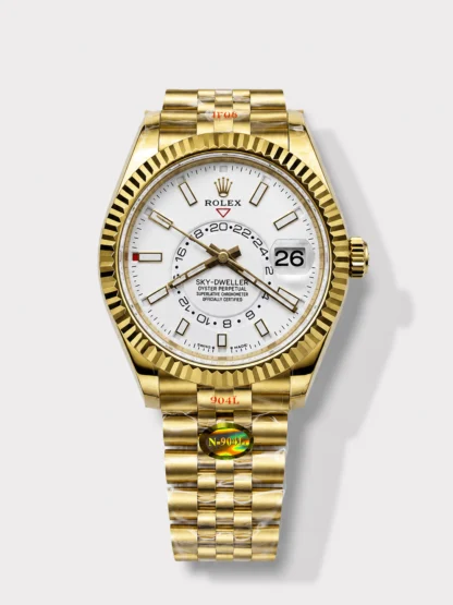 Rolex Sky-Dweller REF# 336935 White Dial Watch in Yellow Gold 904L Steel Case 1:1 Mirror Super Clone - view 1