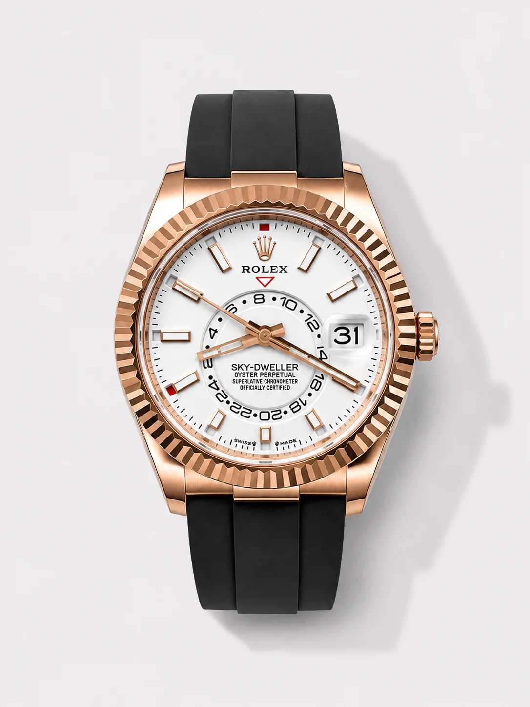 Rolex Sky-Dweller REF# M326235 White Dial Rose Gold Watch in 904L Steel Case 1:1 Mirror Super Clone - view 1