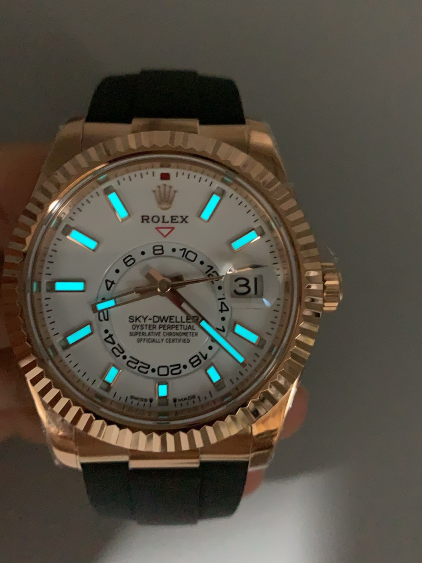 Rolex Sky-Dweller REF# M326235 White Dial Rose Gold Watch in 904L Steel Case 1:1 Mirror Super Clone - view 11