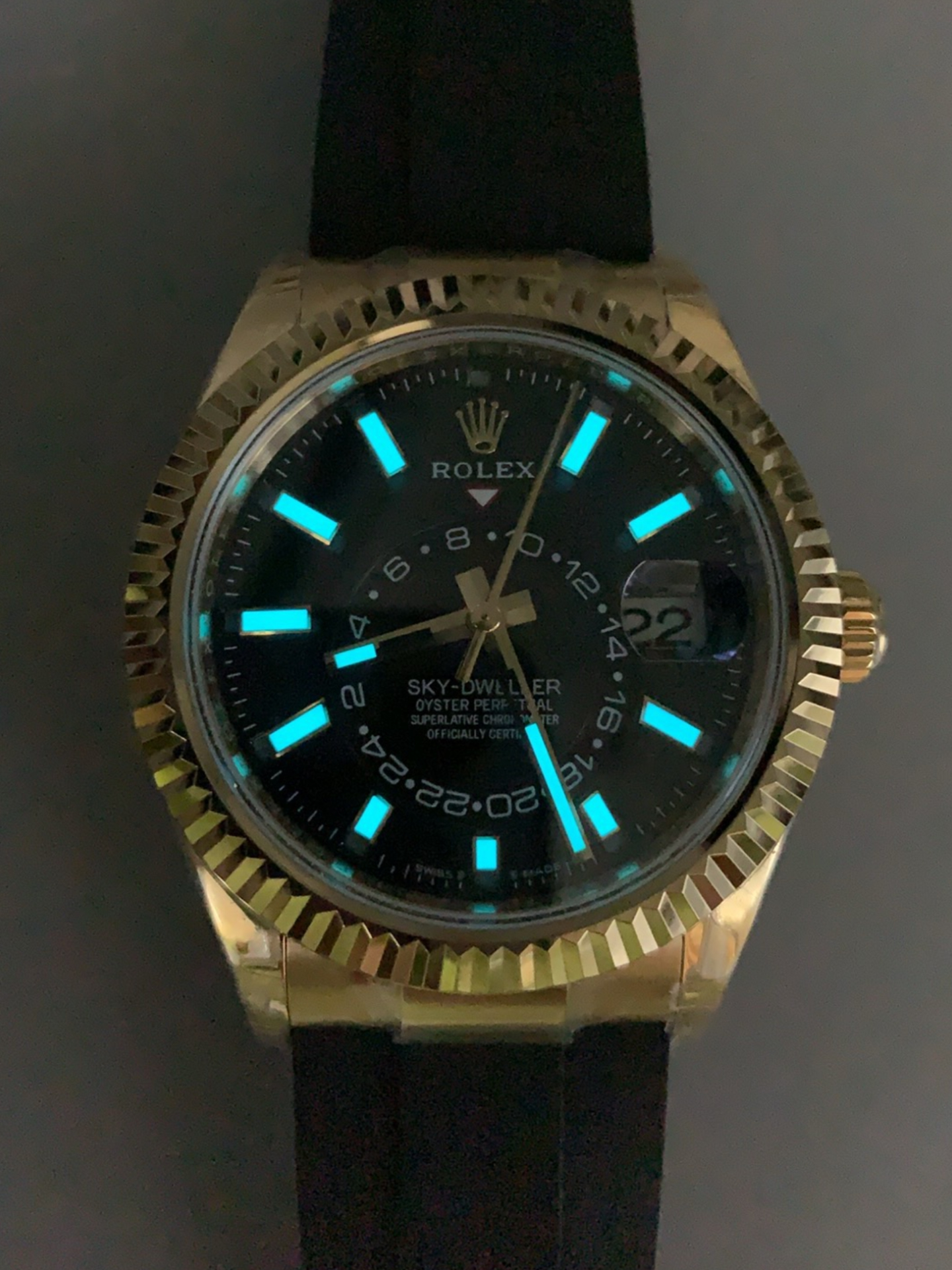 Rolex Sky-Dweller REF# 336935 Black Dial Watch in Yellow Gold 904L Steel Case 1:1 Mirror Super Clone - view 12