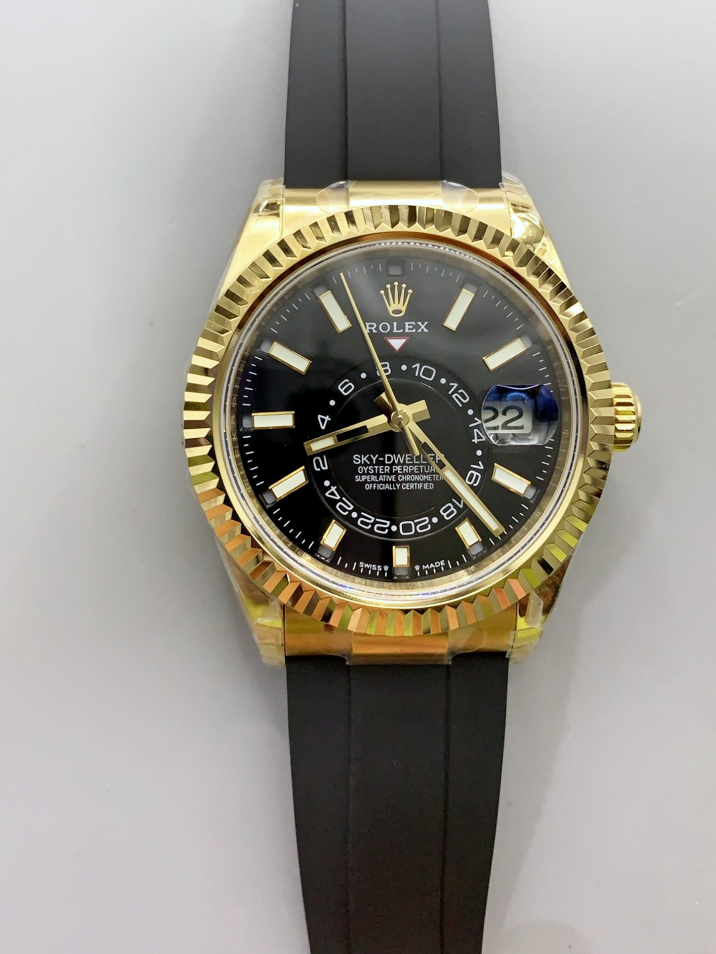 Rolex Sky-Dweller REF# 336935 Black Dial Watch in Yellow Gold 904L Steel Case 1:1 Mirror Super Clone - view 2