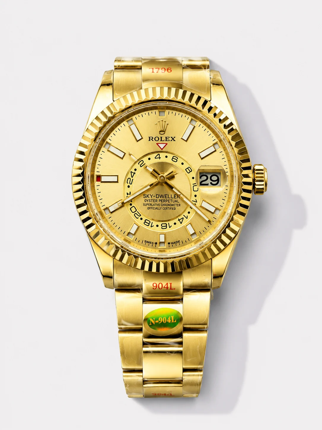 Rolex Sky-Dweller REF# 336935 Gold Dial Watch in Yellow Gold 904L Steel Case 1:1 Mirror Super Clone - view 1
