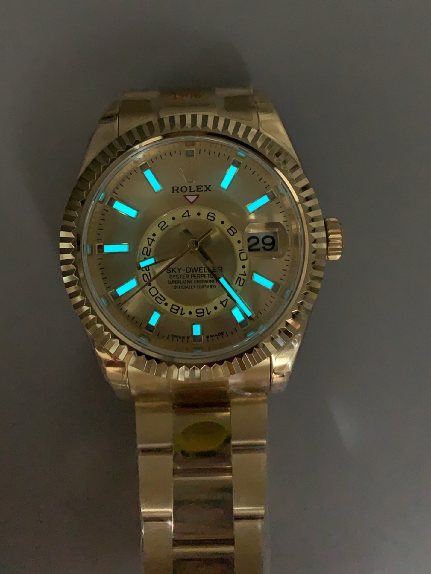 Rolex Sky-Dweller REF# 336935 Gold Dial Watch in Yellow Gold 904L Steel Case 1:1 Mirror Super Clone - view 10
