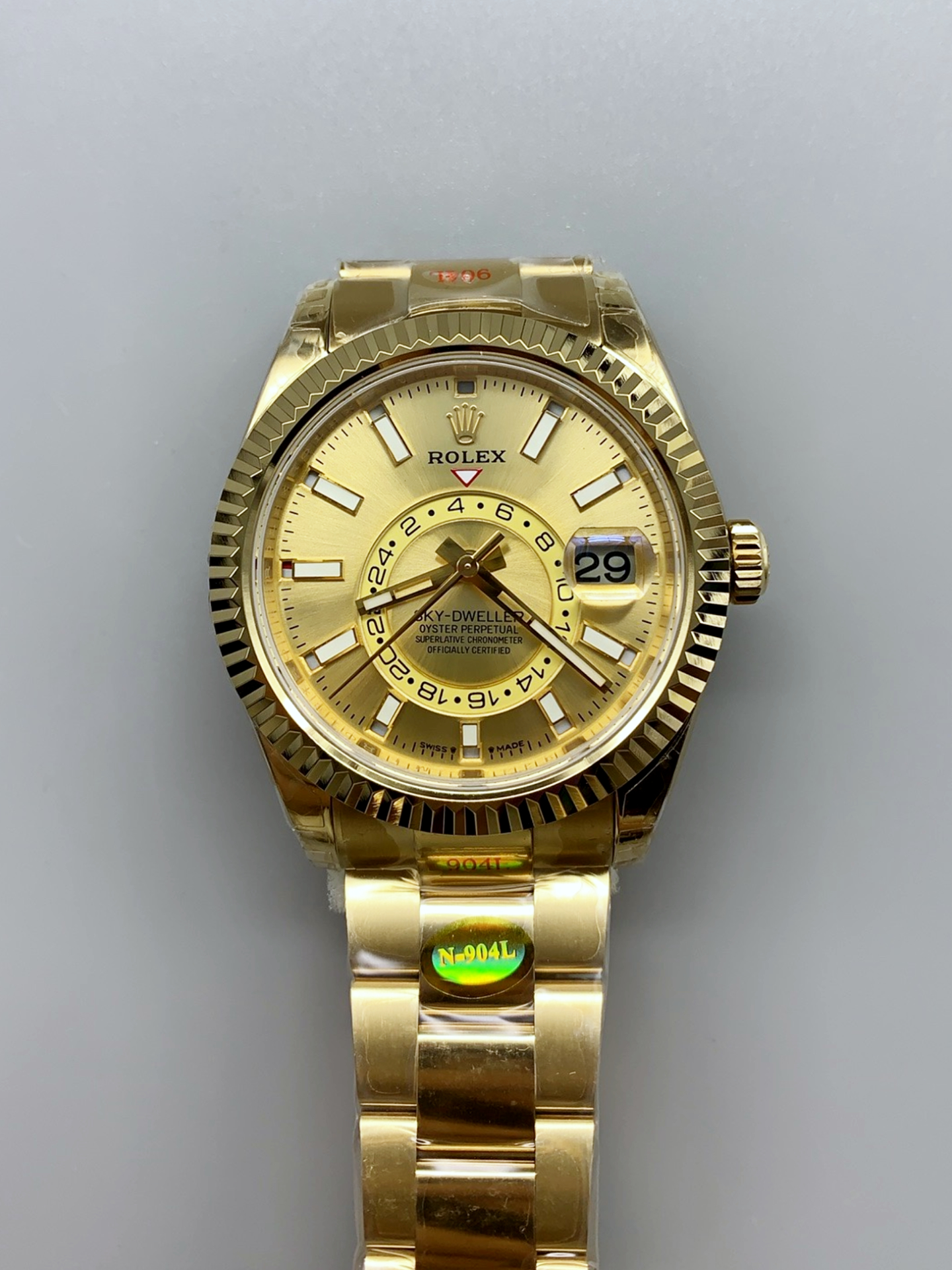 Rolex Sky-Dweller REF# 336935 Gold Dial Watch in Yellow Gold 904L Steel Case 1:1 Mirror Super Clone - view 2