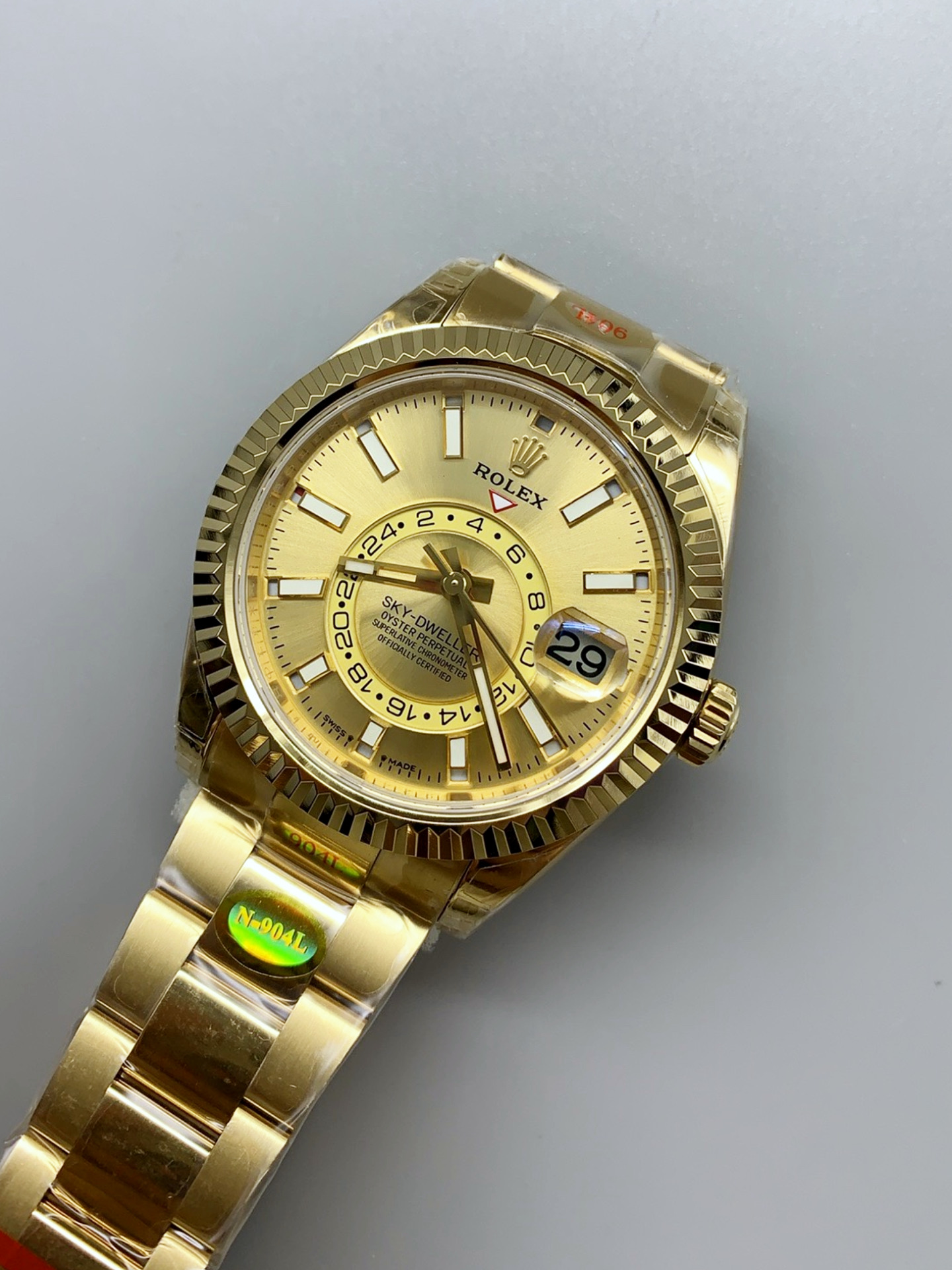 Rolex Sky-Dweller REF# 336935 Gold Dial Watch in Yellow Gold 904L Steel Case 1:1 Mirror Super Clone - view 3