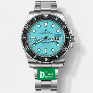 Rolex Submariner DiW Sandblasted Steel Casing Carbon Fiber Bezel Watch Tiffany Blue Dial - Super Clone Watch - view 1