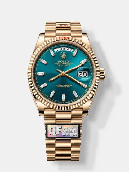 Rolex Day Date Super Clone Rose Gold Blue Dial Crystal Numerals Watch 36MM - 1:1 Mirror Quality - view 1