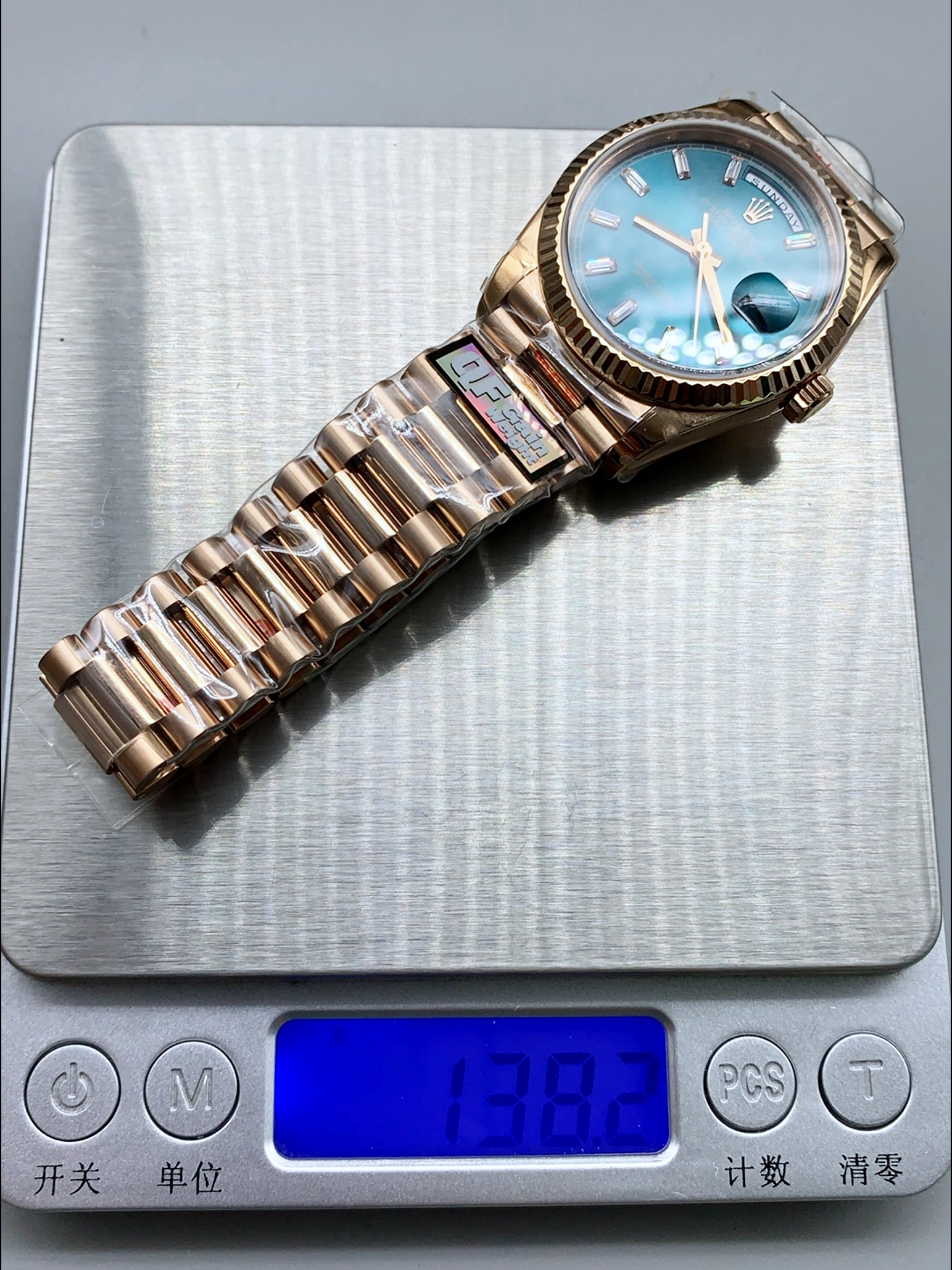 Rolex Day Date Super Clone Rose Gold Blue Dial Crystal Numerals Watch 36MM - 1:1 Mirror Quality - view 11