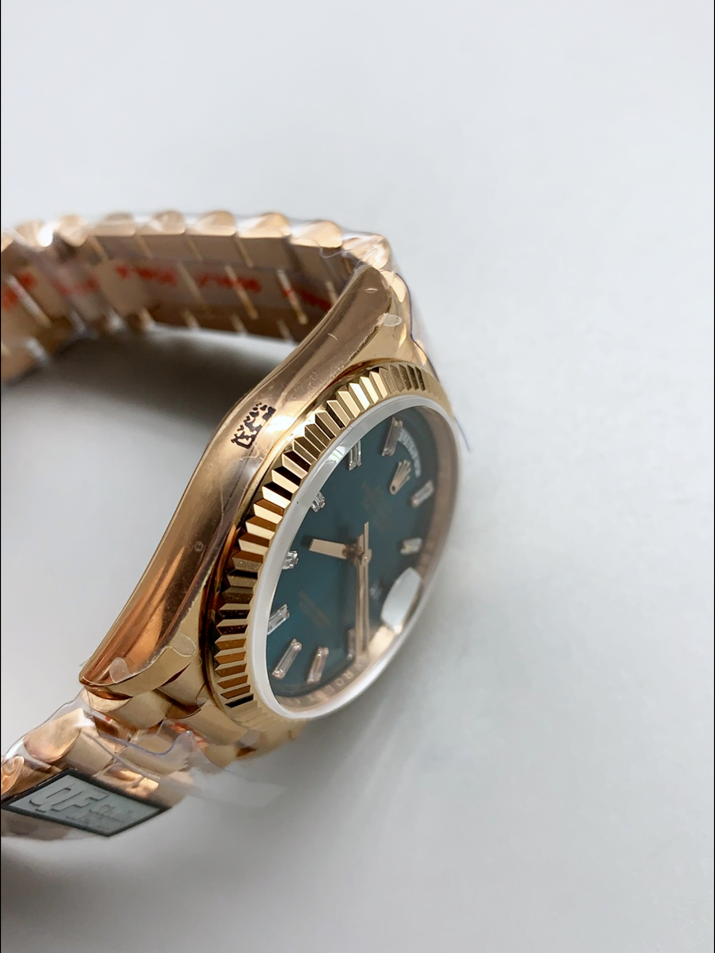 Rolex Day Date Super Clone Rose Gold Blue Dial Crystal Numerals Watch 36MM - 1:1 Mirror Quality - view 6