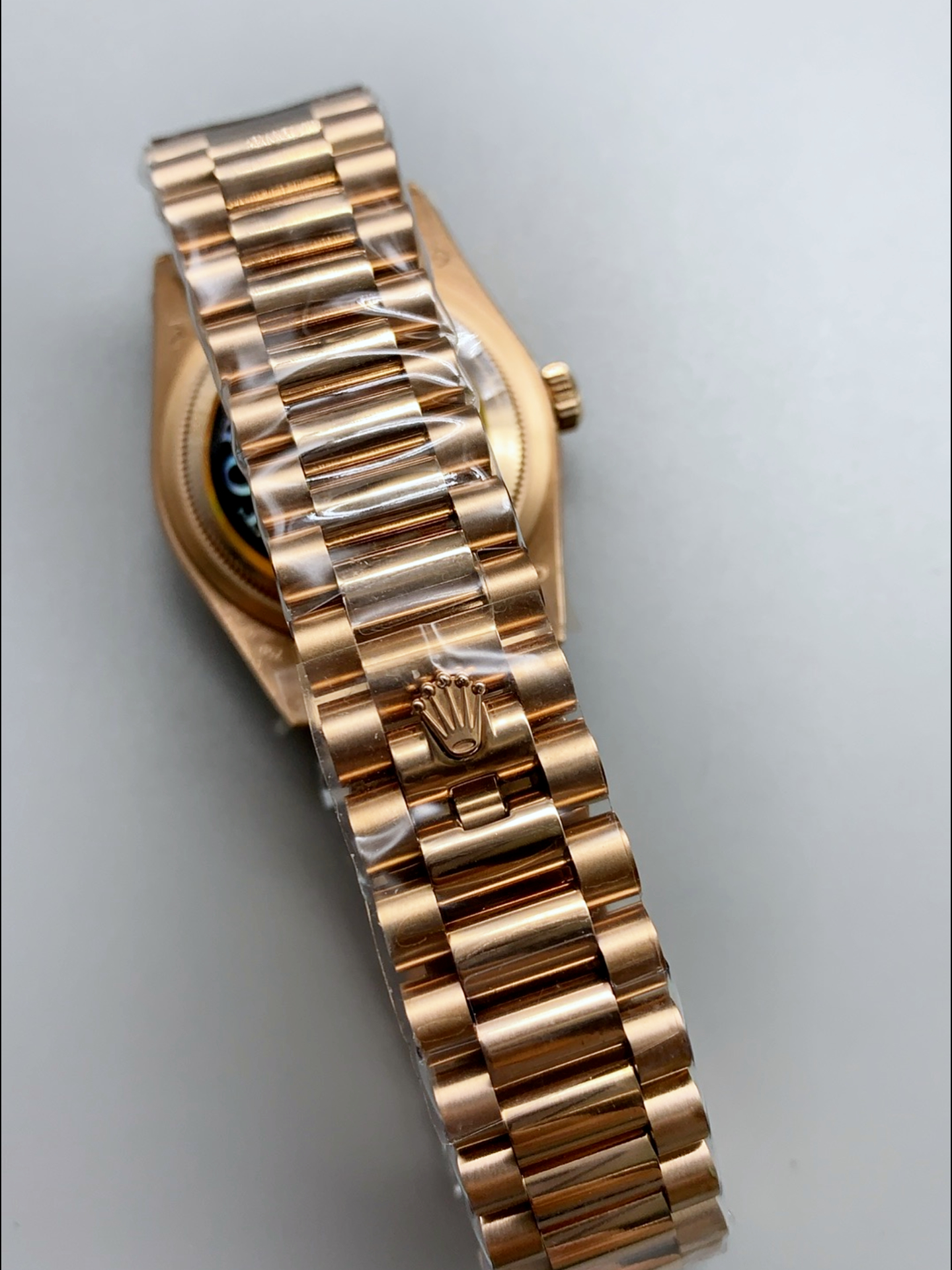 Rolex Day Date Super Clone Rose Gold Blue Dial Crystal Numerals Watch 36MM - 1:1 Mirror Quality - view 9