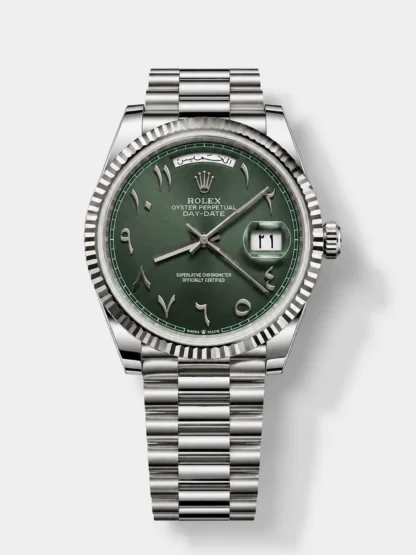 Rolex Day Date Presidential Stainless Steel Olive Green Arab Dial Watch 40MM - 1:1 Mirror Quality - Super Clone Watch - view 1