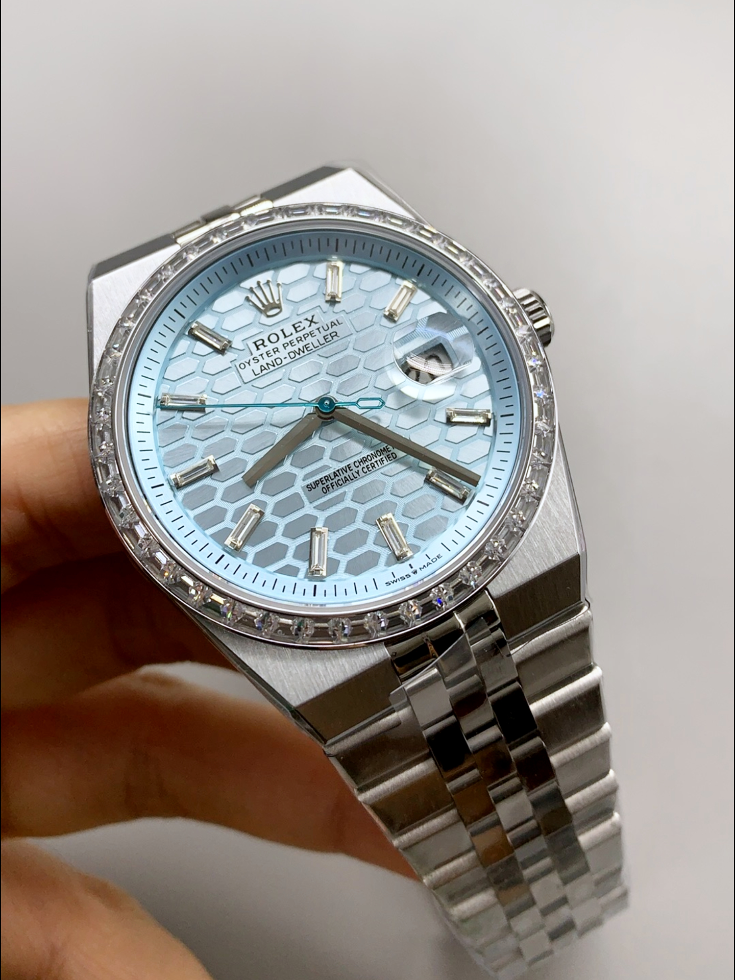 Rolex Land-Dweller 127336 Ice Blue Honeycomb 40MM Swiss Super Clone Watch - view 4