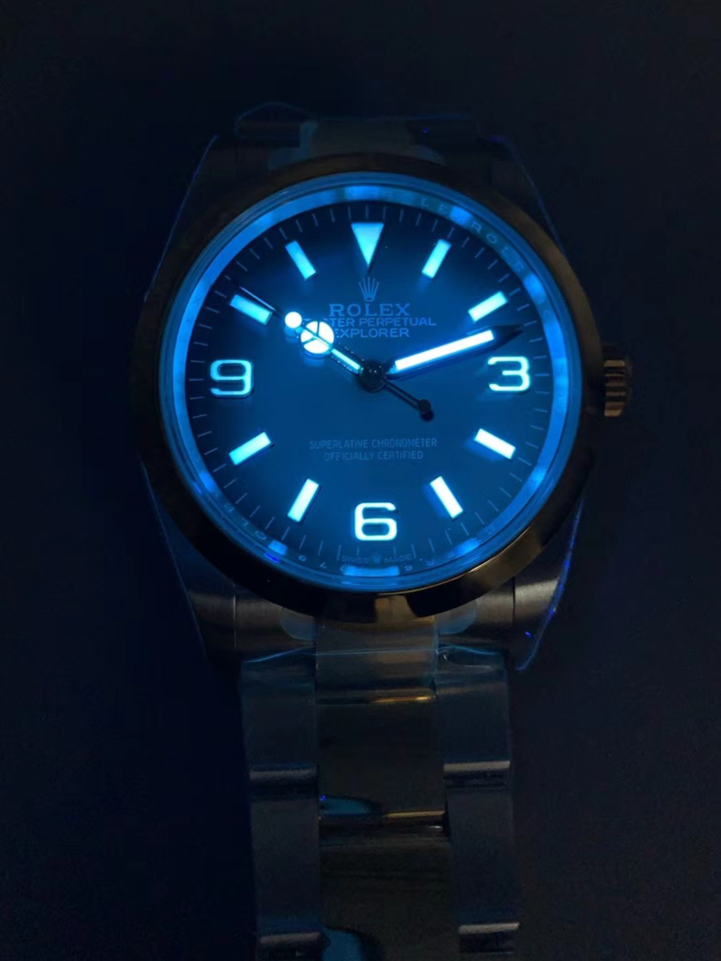 Rolex Explorer I Black Dial - Yellow Gold on Steel in 3230 Swiss Automatic Movement - Super Clone Watch - view 11