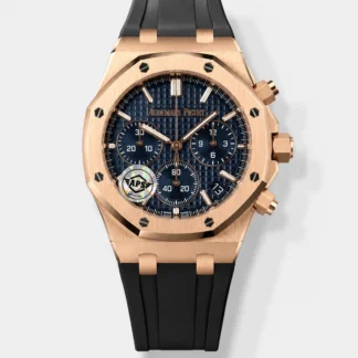 Royal Oak Chrono 26240 Rose Gold Blue Dial Leather Strap Super Clone Watch - view 1