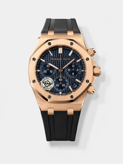 Royal Oak Chrono 26240 Rose Gold Blue Dial Leather Strap Super Clone Watch - view 1